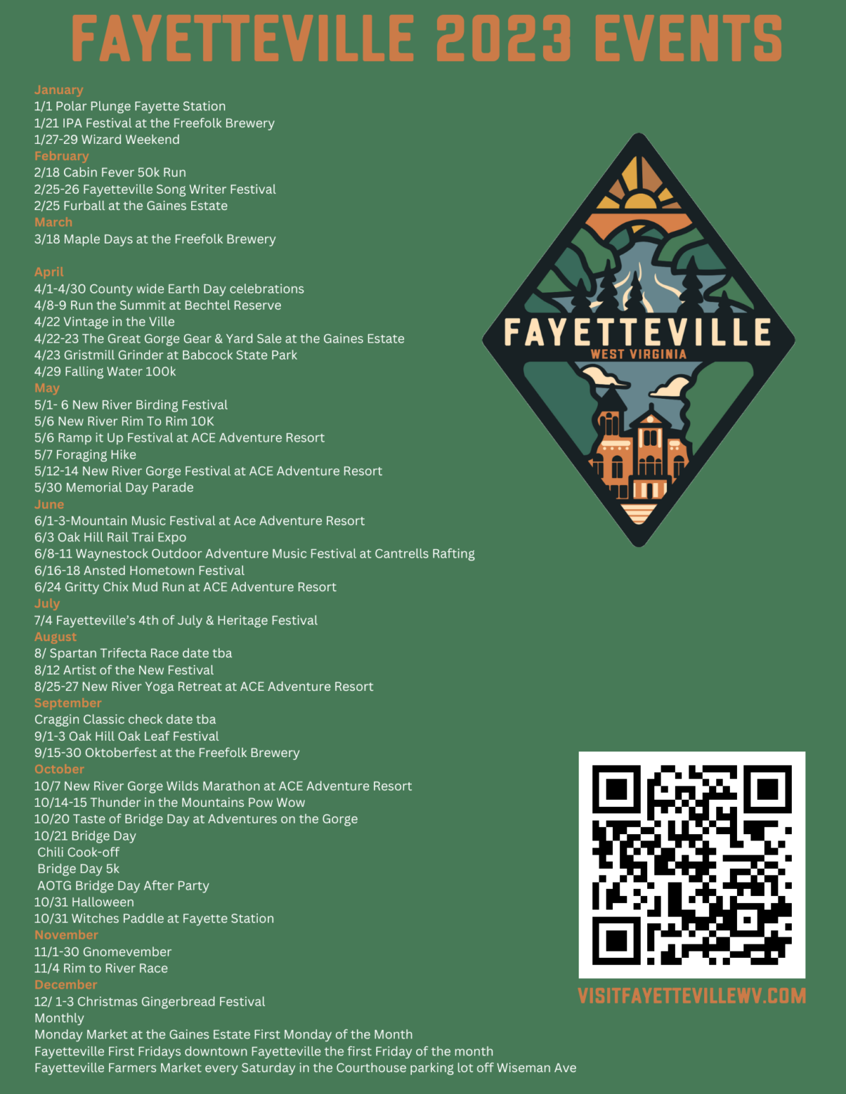 2023 Events Visit Fayetteville WV